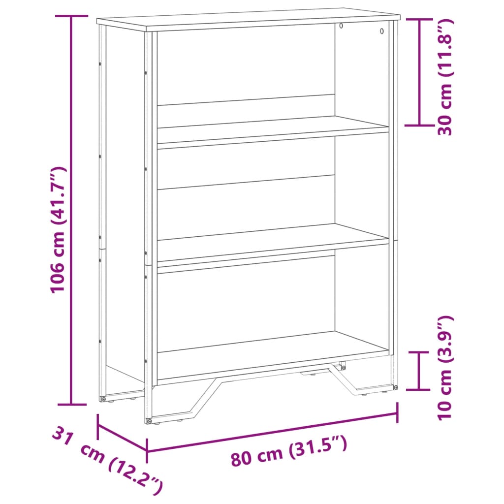 Libreria Rovere Fumo 80x31x106 cm in Legno Multistrato | homemem39