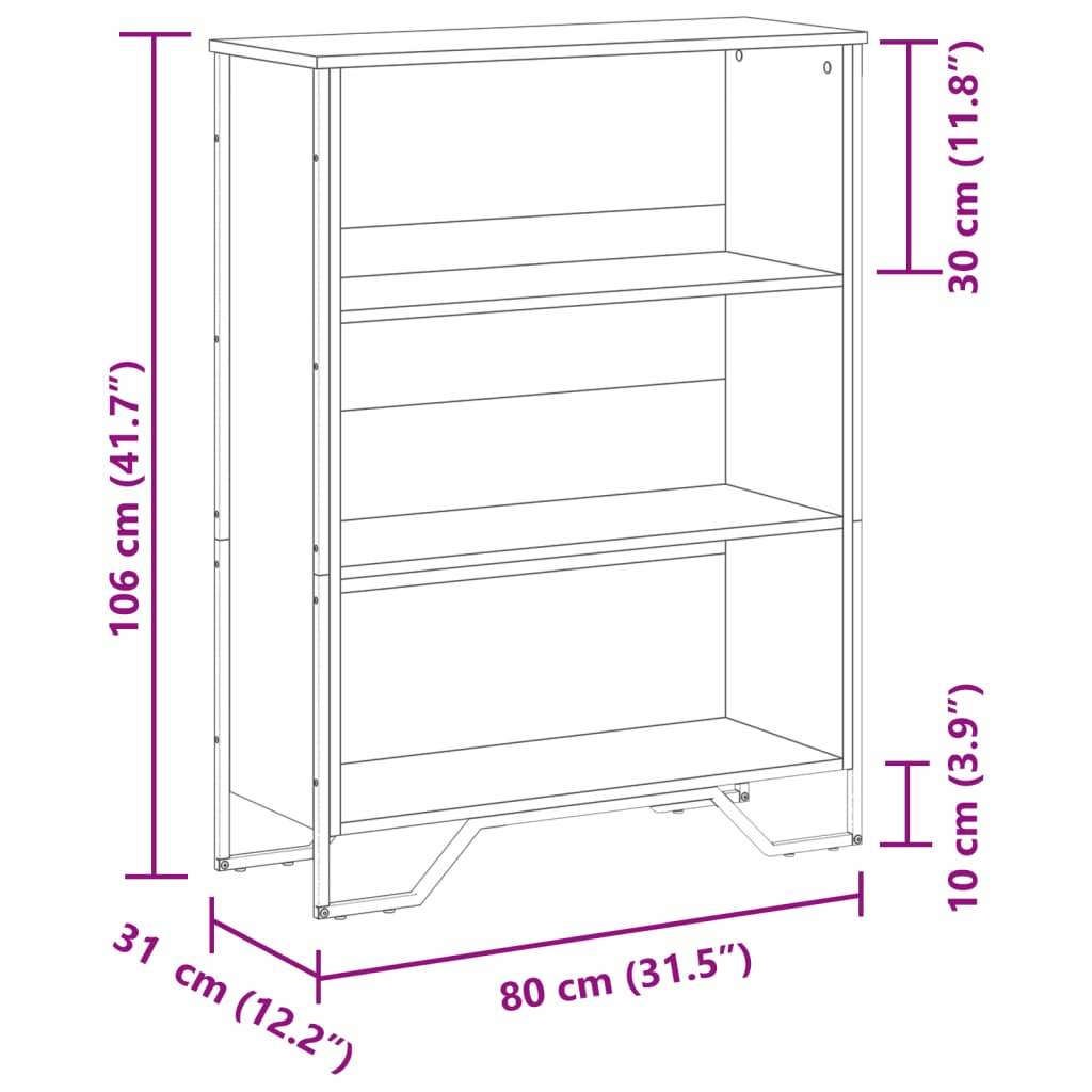 Libreria Grigio Sonoma 80x31x106 cm in Legno Multistrato | homemem39