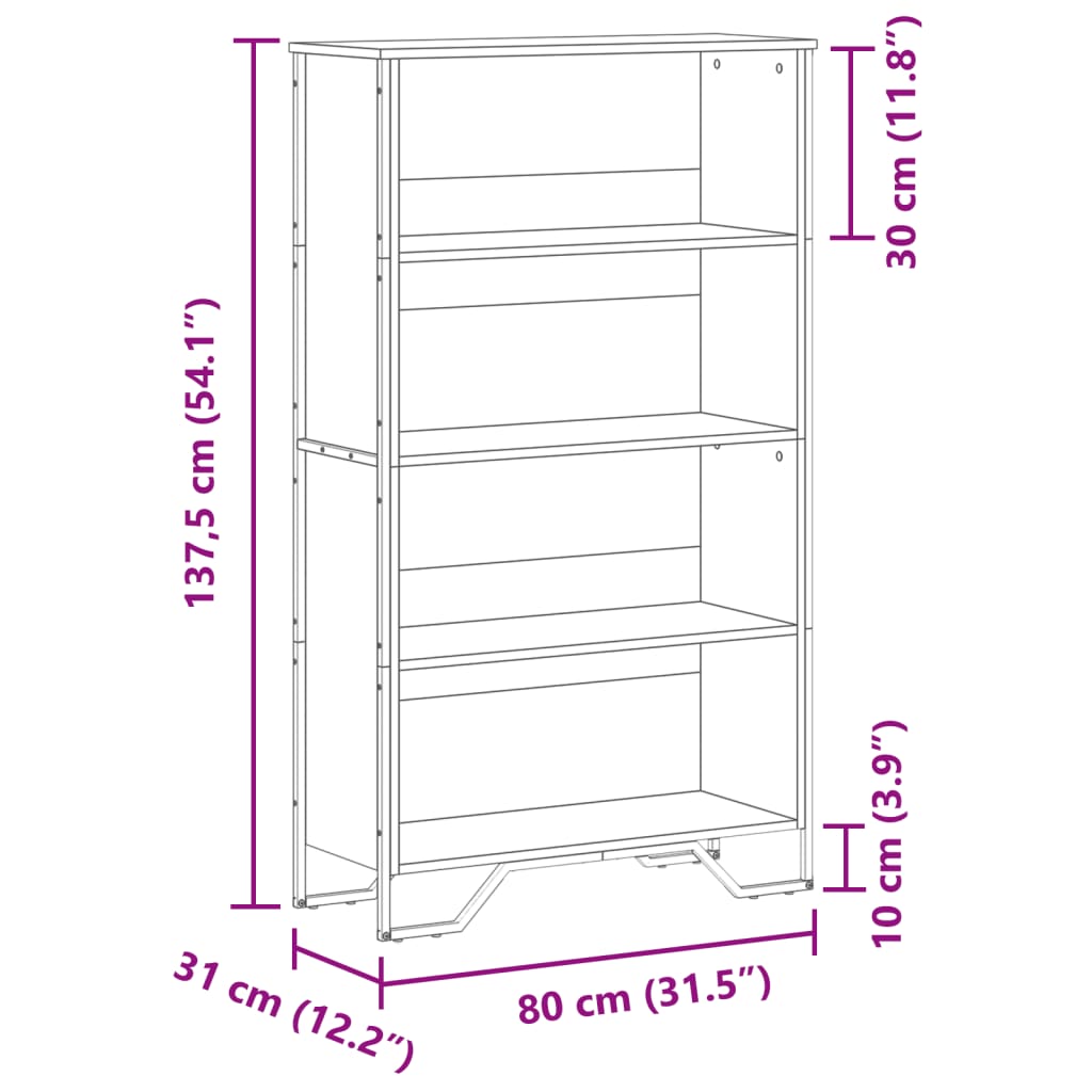 Libreria Rovere Marrone 80x31x137,5 cm in Legno Multistrato | homemem39