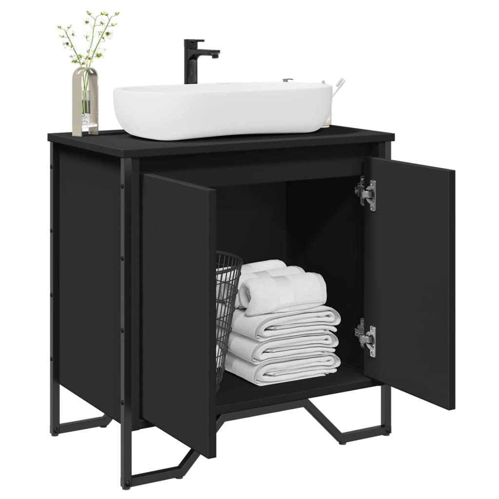 Mobile Lavabo Bagno Nero 60x35x60 cm in Truciolato | homemem39