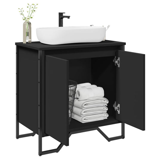 Mobile Lavabo Bagno Nero 60x35x60 cm in Truciolato | homemem39