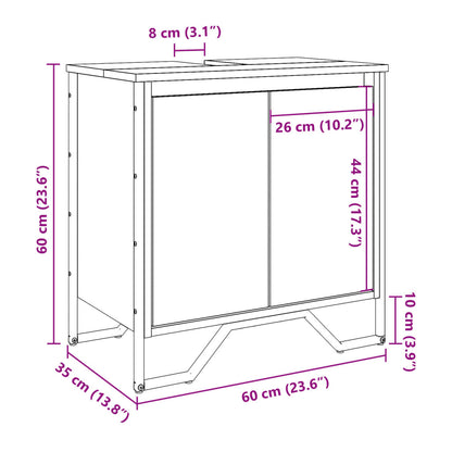 Mobile Lavabo Bagno Rovere Sonoma 60x35x60 cm in Truciolato | homemem39