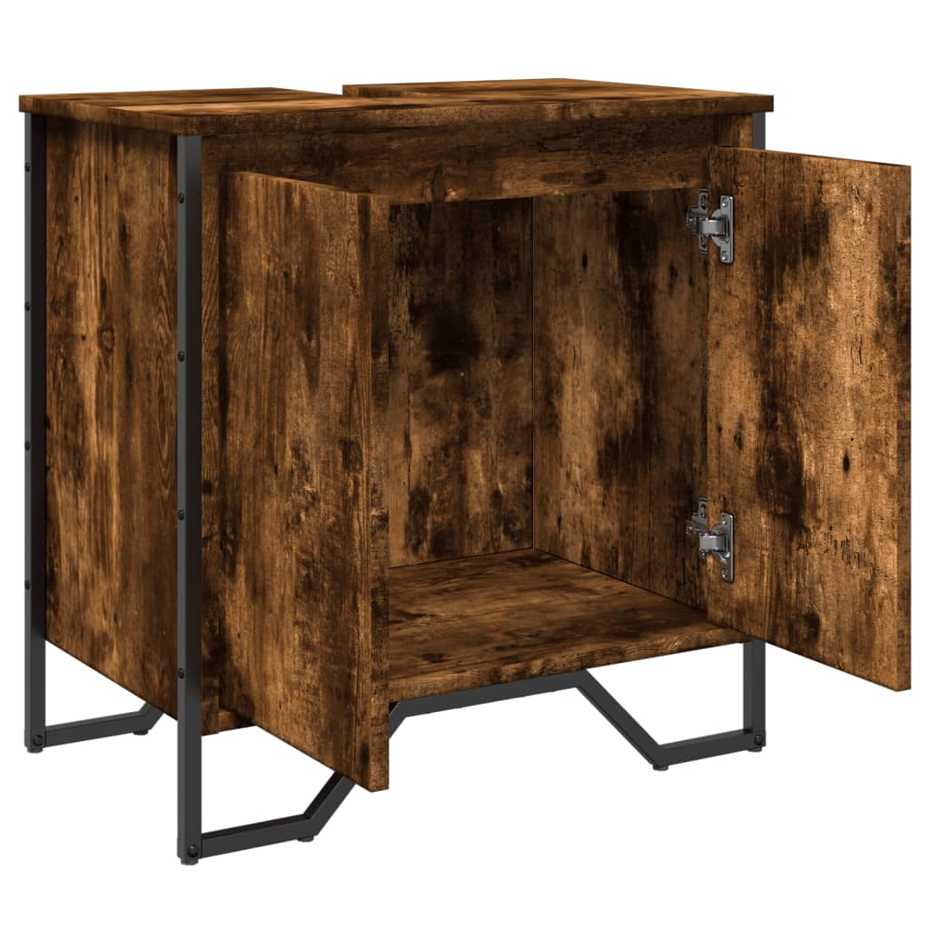 Mobile Lavabo Bagno Rovere Fumo 60x35x60 cm Legno Multistrato | homemem39