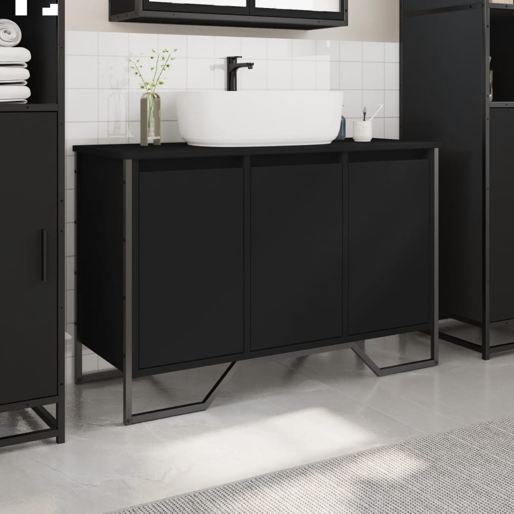 Mobile Lavabo Bagno Nero 91x35x60 cm in Truciolato | homemem39