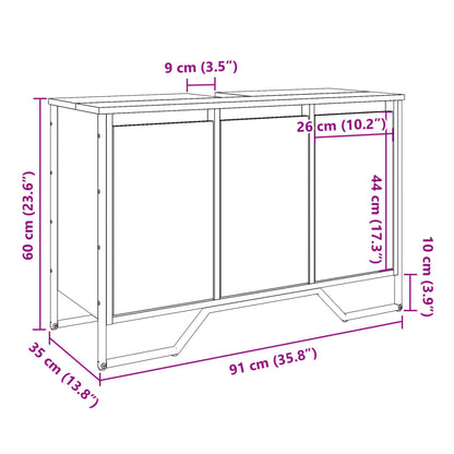 Mobile Lavabo Bagno Rovere Marrone 91x35x60cm in Truciolato | homemem39