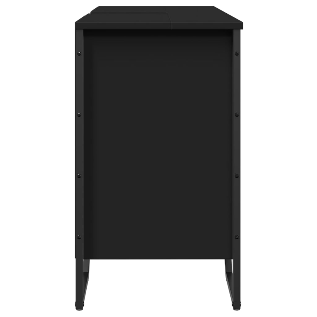 Mobile Lavabo Bagno Nero 91x35x60 cm in Truciolato