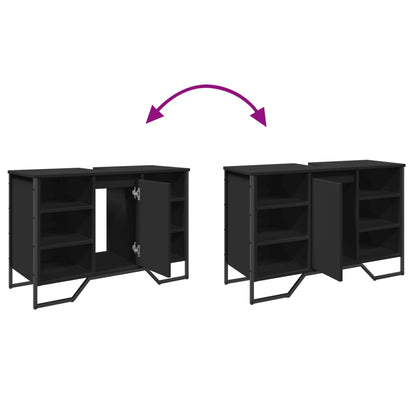 Mobile Lavabo Bagno Nero 91x35x60 cm in Truciolato