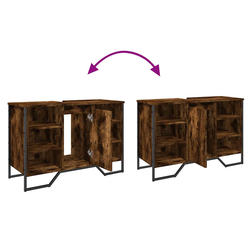Mobile Lavabo Bagno Rovere Fumo 91x35x60 cm in Truciolato | homemem39
