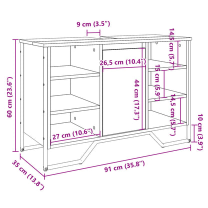 Mobile Lavabo Bagno Rovere Marrone 91x35x60cm in Truciolato | homemem39
