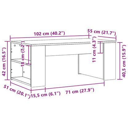 Tavolino Salotto Grigio Cemento 102x55x42 cm Legno Multistrato