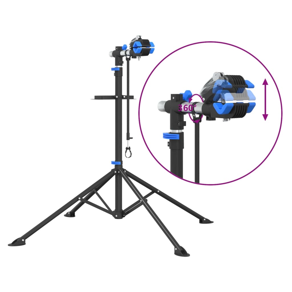 Supporto Riparazione Bici Regolabile 108-188 cm Blu in Acciaio