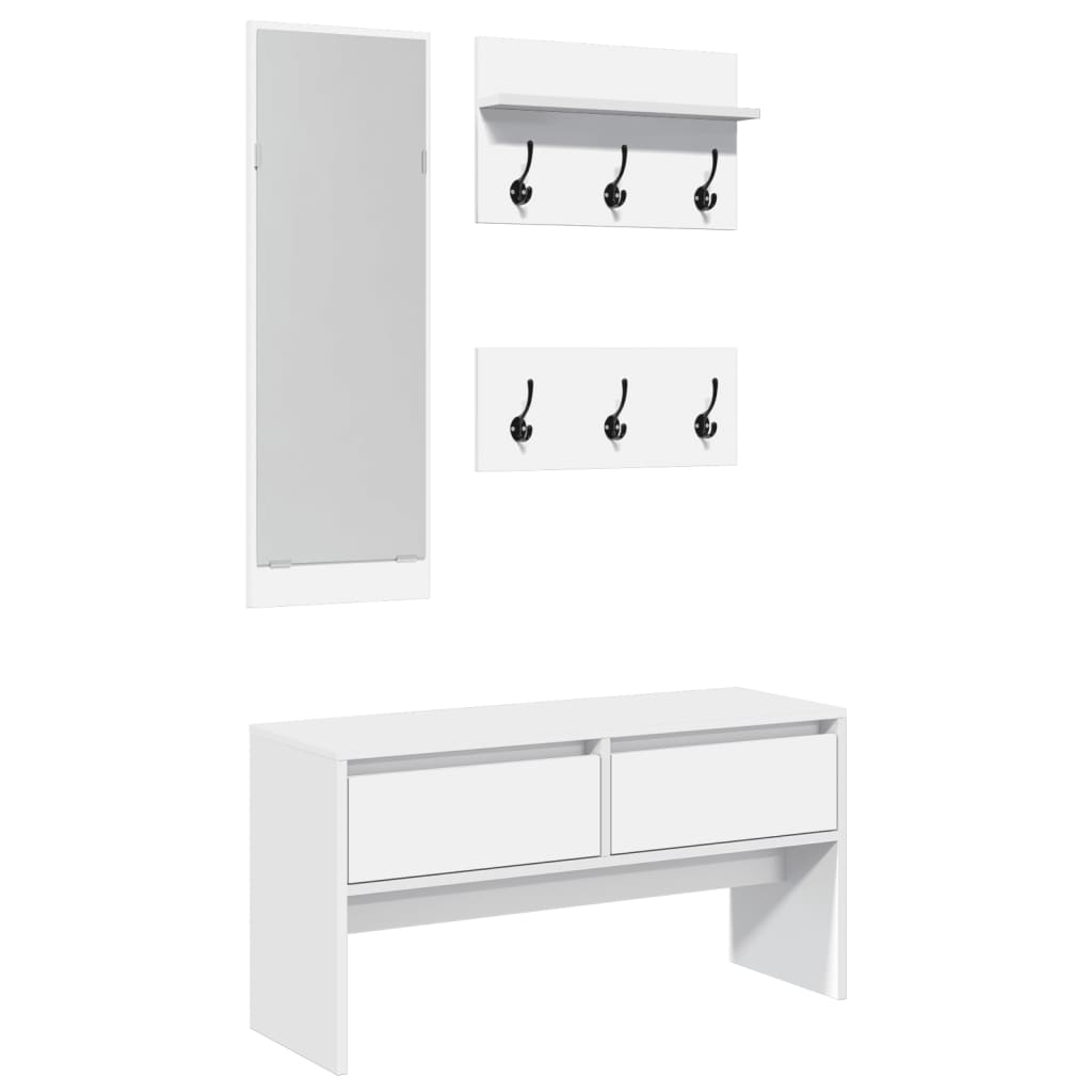 Set Mobili da Ingresso 4 pz Bianco in Legno Multistrato | homemem39