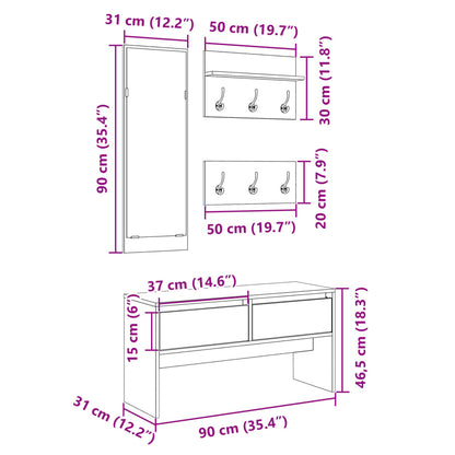 Set Mobili da Ingresso 4 pz Bianco in Legno Multistrato | homemem39