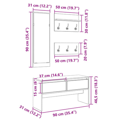 Set Mobili da Ingresso 4 pz Nero in Legno Multistrato | homemem39