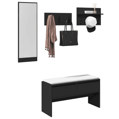 Set Mobili da Ingresso 4 pz Nero in Legno Multistrato | homemem39