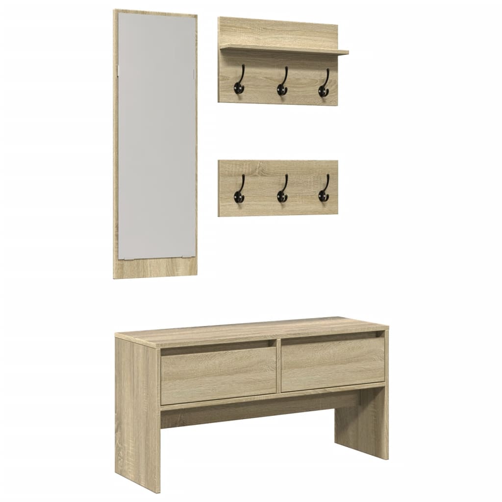 Set Mobili da Ingresso 4 pz Rovere Sonoma in Legno Multistrato | homemem39