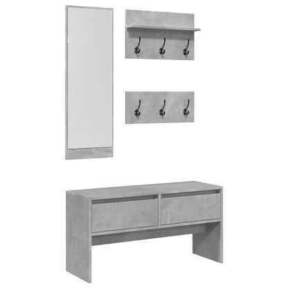 Set Mobili da Ingresso 4 pz Grigio Cemento in Legno Multistrato | homemem39
