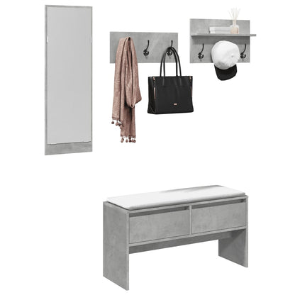 Set Mobili da Ingresso 4 pz Grigio Cemento in Legno Multistrato | homemem39
