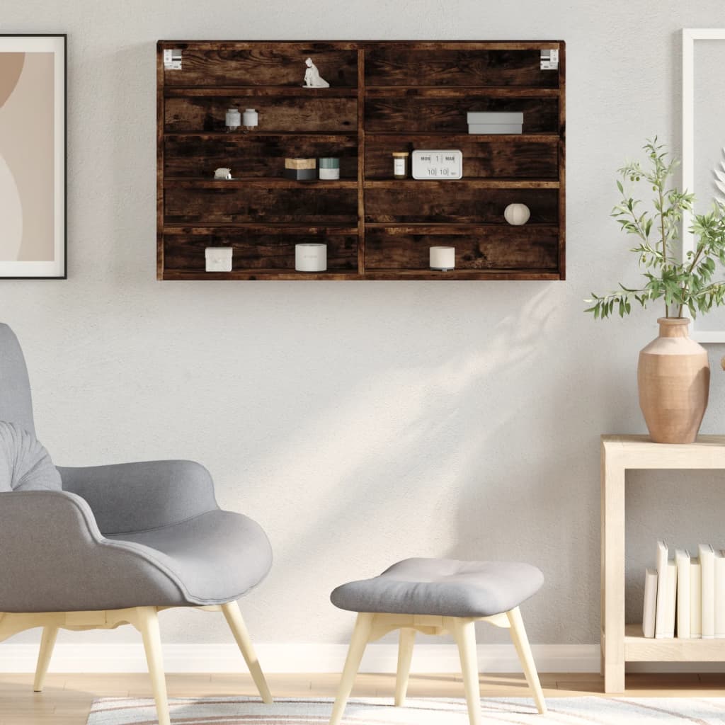 Armadietto Vetrina Rovere Fumo 100x15x58 cm Legno Multistrato | homemem39