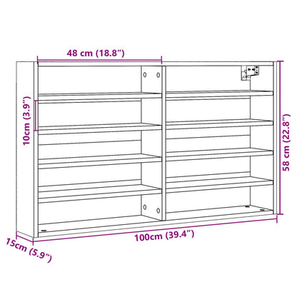 Armadietto Vetrina Rovere Fumo 100x15x58 cm Legno Multistrato | homemem39