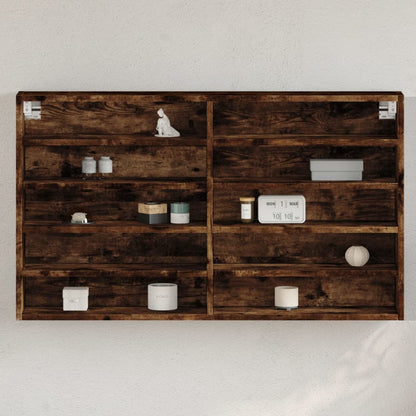 Armadietto Vetrina Rovere Fumo 100x15x58 cm Legno Multistrato | homemem39