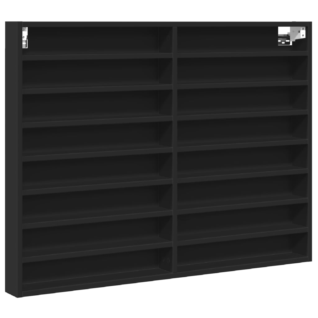 Armadietto con Vetrina Nero 100x8,5x75 cm Legno Multistrato | homemem39