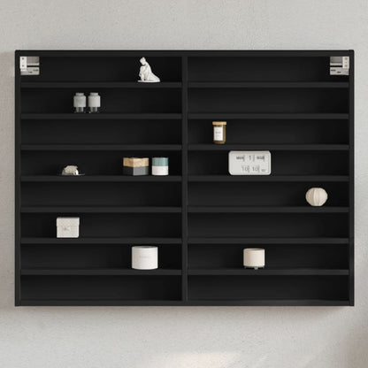 Armadietto con Vetrina Nero 100x8,5x75 cm Legno Multistrato | homemem39