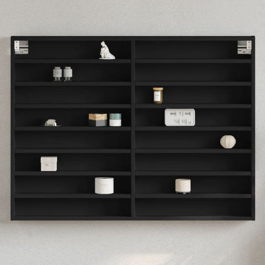 Armadietto con Vetrina Nero 100x8,5x75 cm Legno Multistrato | homemem39