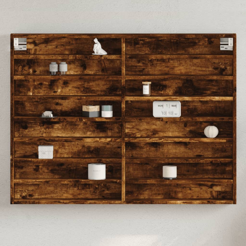 Armadietto Vetrina Rovere Fumo 100x8,5x75 cm Legno Multistrato | homemem39