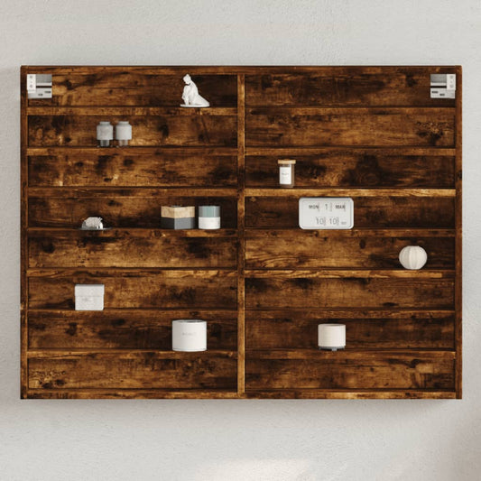 Armadietto Vetrina Rovere Fumo 100x8,5x75 cm Legno Multistrato | homemem39