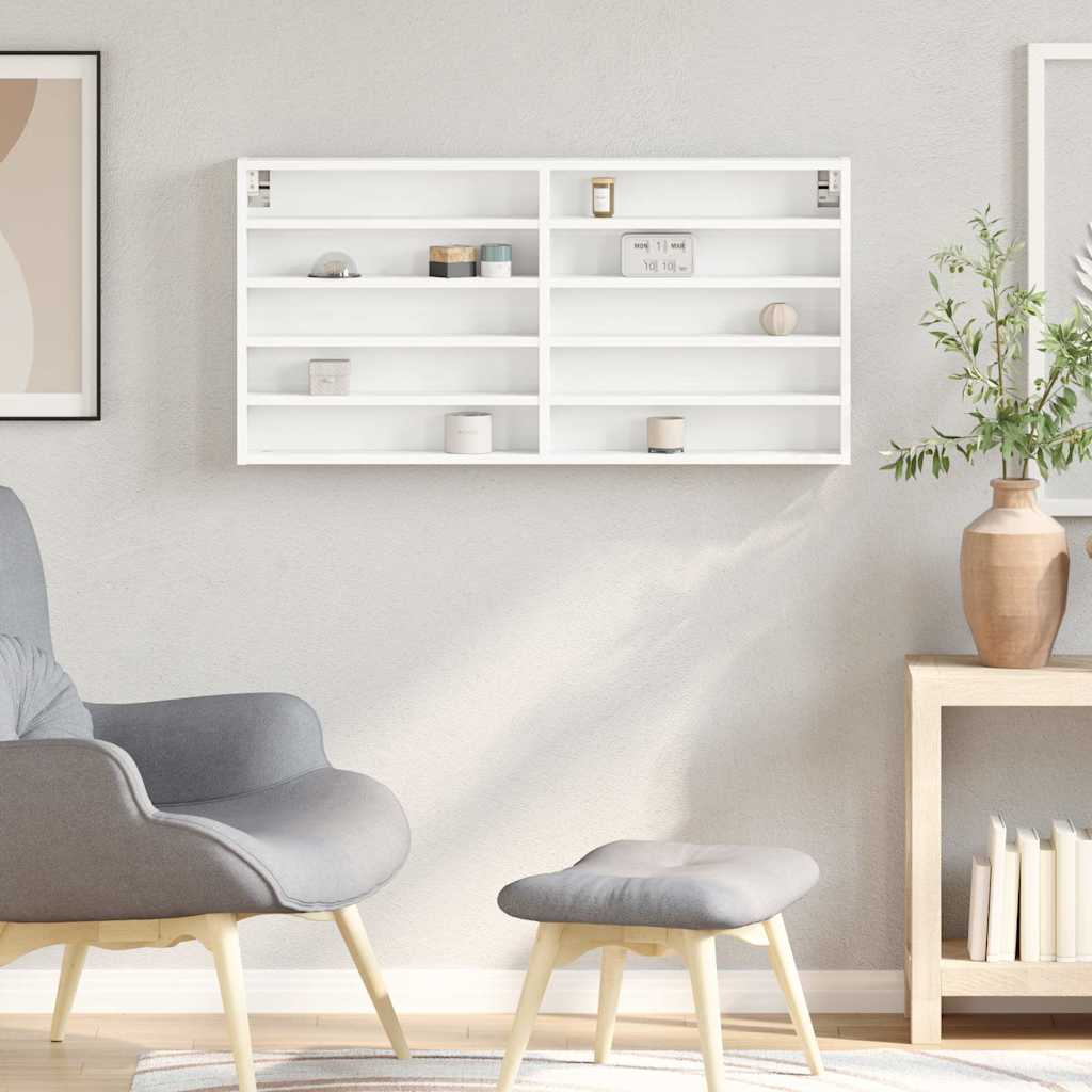 Armadietto con Vetrina Bianco 100x8,5x50 cm Legno Multistrato | homemem39
