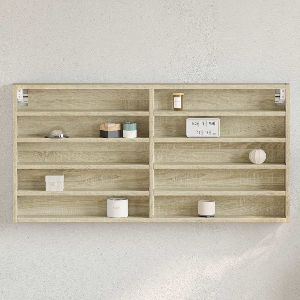 Armadietto Vetrina Rovere Sonoma 100x8,5x50cm Legno Multistrato | homemem39