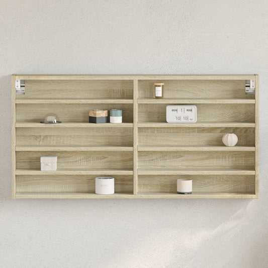Armadietto Vetrina Rovere Sonoma 100x8,5x50cm Legno Multistrato | homemem39