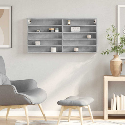 Armadietto Vetrina Grigio Cemento 100x8,5x50 cm Multistrato | homemem39
