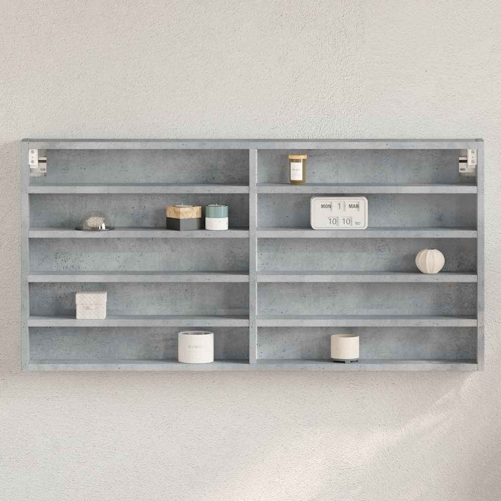 Armadietto Vetrina Grigio Cemento 100x8,5x50 cm Multistrato | homemem39