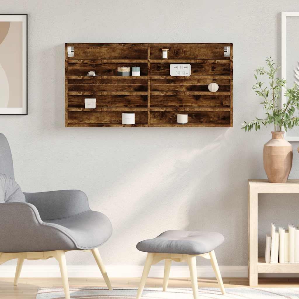 Armadietto Vetrina Rovere Fumo 100x8,5x50 cm Legno Multistrato | homemem39