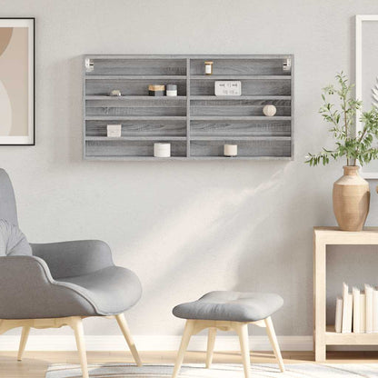 Armadietto Vetrina Grigio Sonoma 100x8,5x50cm Legno Multistrato | homemem39