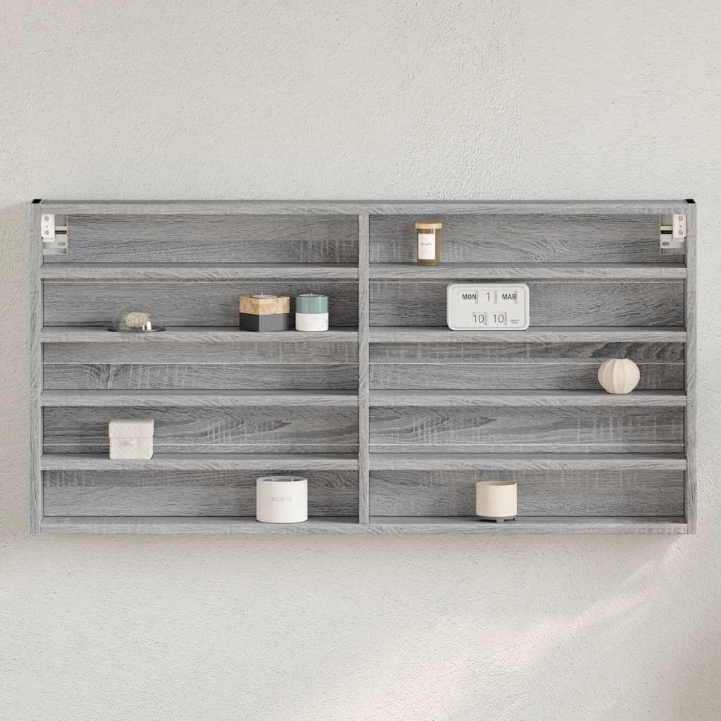 Armadietto Vetrina Grigio Sonoma 100x8,5x50cm Legno Multistrato | homemem39