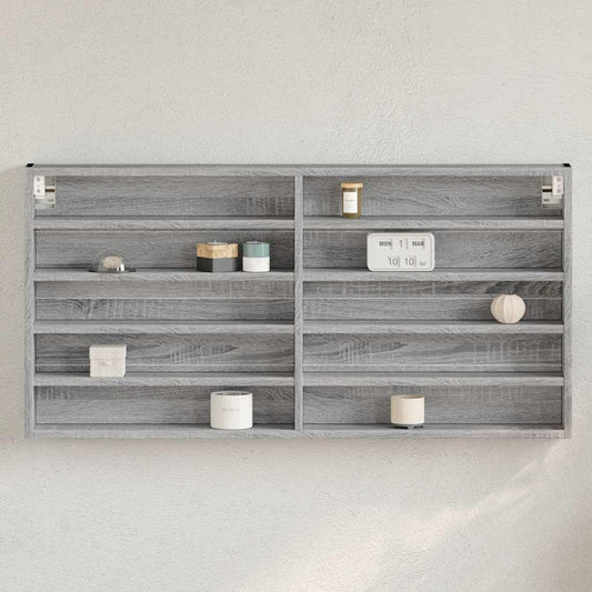 Armadietto Vetrina Grigio Sonoma 100x8,5x50cm Legno Multistrato | homemem39