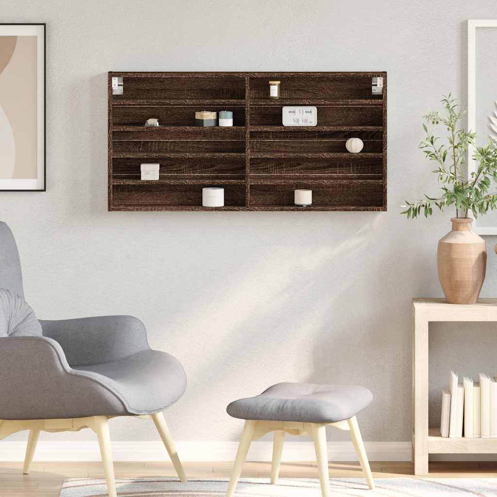 Armadietto Vetrina Rovere Marrone 100x8,5x50 Legno Multistrato | homemem39