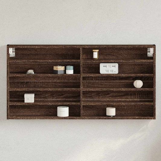 Armadietto Vetrina Rovere Marrone 100x8,5x50 Legno Multistrato | homemem39