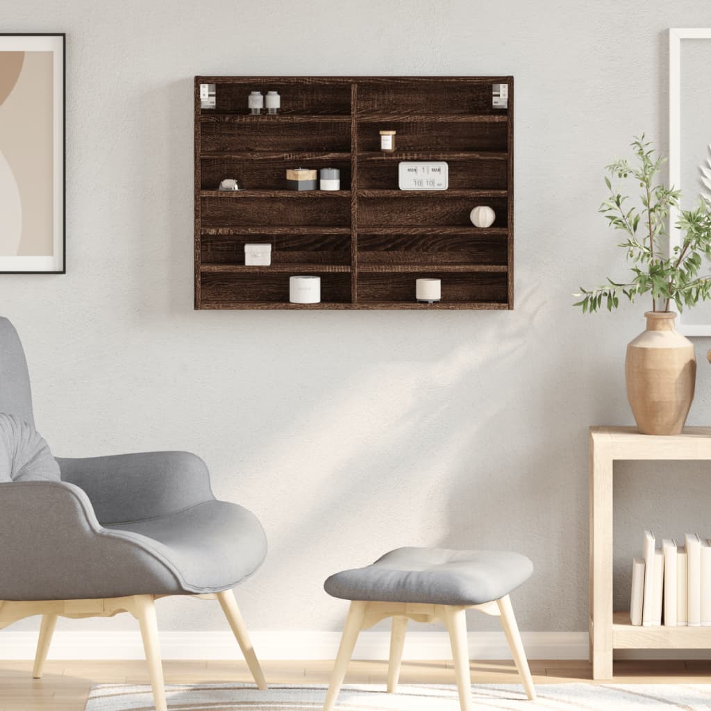Armadietto Vetrina Rovere Marrone 80x8,5x58cm Legno Multistrato | homemem39