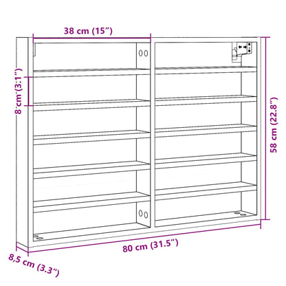 Armadietto Vetrina Rovere Marrone 80x8,5x58cm Legno Multistrato | homemem39