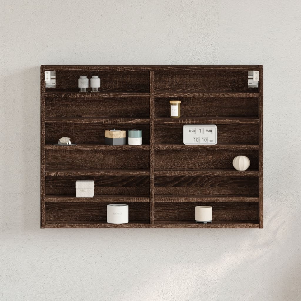 Armadietto Vetrina Rovere Marrone 80x8,5x58cm Legno Multistrato | homemem39