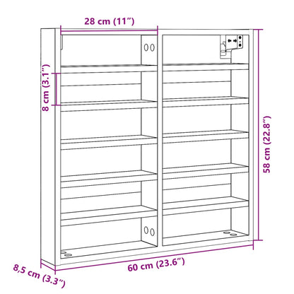 Armadietto con Vetrina Bianco 60x8,5x58 cm Legno Multistrato | homemem39