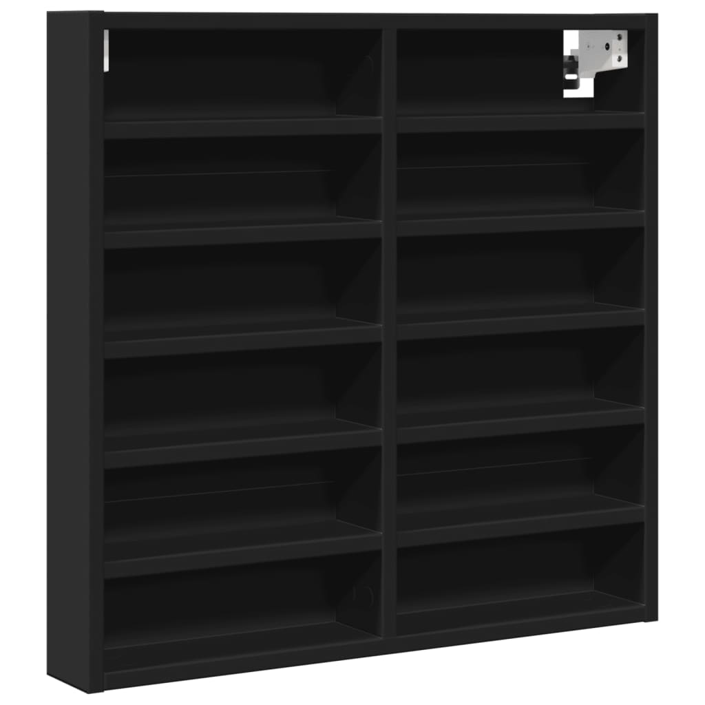 Armadietto con Vetrina Nero 60x8,5x58 cm in Legno Multistrato | homemem39
