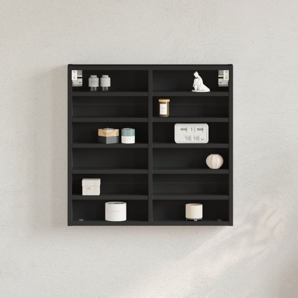 Armadietto con Vetrina Nero 60x8,5x58 cm in Legno Multistrato | homemem39