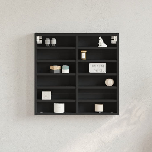 Armadietto con Vetrina Nero 60x8,5x58 cm in Legno Multistrato | homemem39