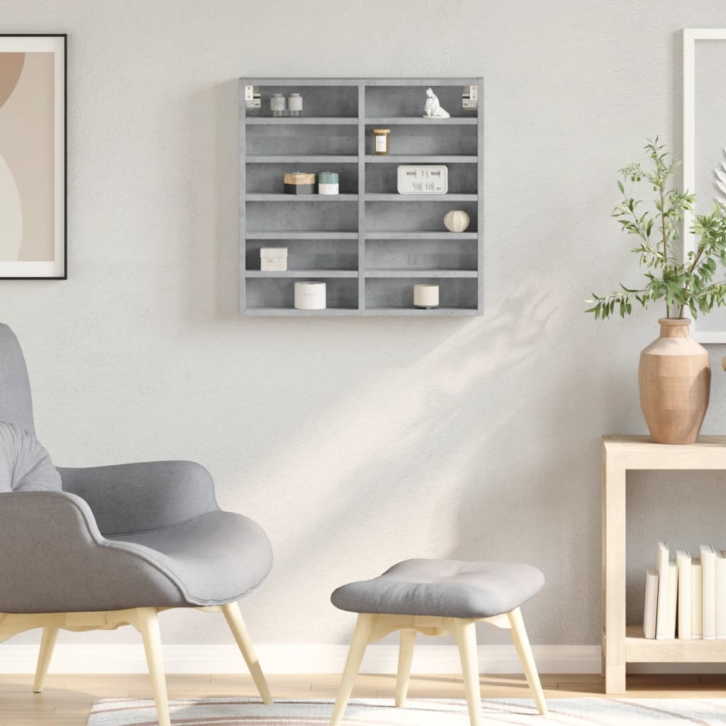 Armadietto Vetrina Grigio Cemento 60x8,5x58 cm Multistrato | homemem39