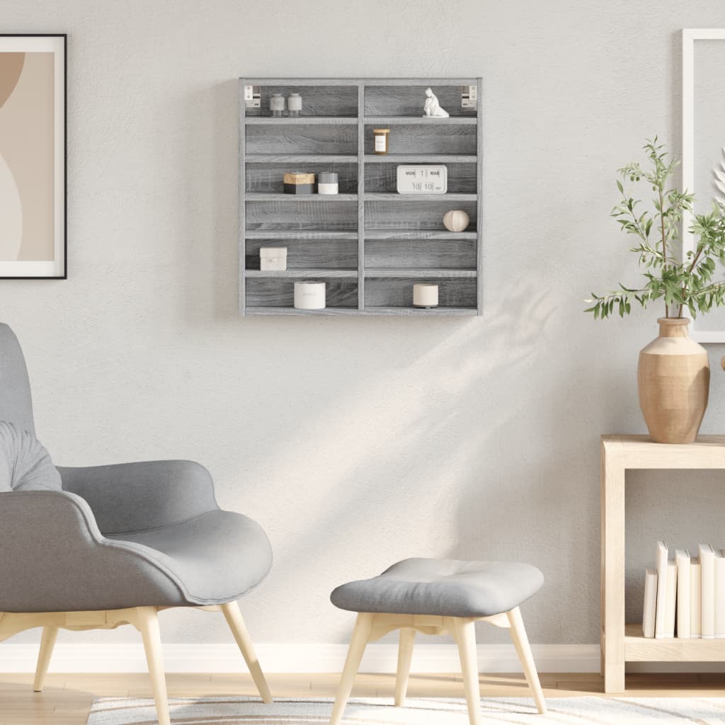 Armadietto Vetrina Grigio Sonoma 60x8,5x58 cm Legno Multistrato | homemem39